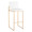 Fuji bar stool in Gold Steel, White PU, product view, featuring faux leather design and leather design