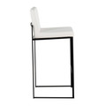 Fuji bar stool in Black Steel, White PU, side view, featuring faux leather design and leather design