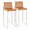 Fuji 30" Contemporary High Back Barstool in Stainless Steel and Camel Faux Leather- Set of 2 — pair view