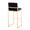 Fuji 30" Contemporary High Back Barstool in Gold Steel and Black Velvet- Set of 3 — rear three-quarter view