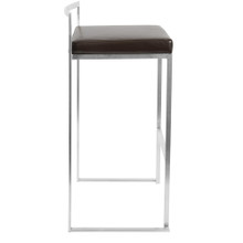 Fuji bar stool in Stainless Steel, Brown PU, side view