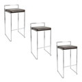 Fuji 30" Contemporary Stackable Barstool in Stainless Steel with Brown Faux Leather Cushion- Set of 3 — pair view