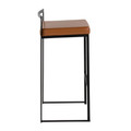 Fuji bar stool in Black Metal, Camel PU, side view
