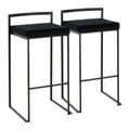 Fuji Contemporary Stackable Barstool in Black Metal and Black Velvet Cushion- Set of 2 — pair view