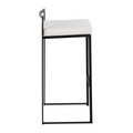 Fuji bar stool in Black Metal, White Velvet, side view