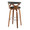 Gardenia 30" Mid-Century Modern Fixed-Height Barstool with Swivel in Walnut Wood and Charcoal Fabric with Round Chrome Metal Footrest- Set of 2 — rear three-quarter view