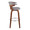 Gardenia bar stool in Chrome Metal, Walnut Wood, Light Grey Fabric, side view, featuring swivel and upholstered seat