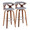 Gardenia bar stool in Chrome Metal, Walnut Wood, Light Grey Fabric, coordinated set view, featuring swivel and upholstered seat