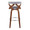 Gardenia bar stool in Chrome Metal, Walnut Wood, Light Grey Fabric, back view, featuring swivel and upholstered seat