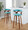 Gardenia bar stool in Chrome Metal, Walnut Wood, Teal Fabric, featuring swivel and upholstered seat