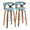 Gardenia bar stool in Chrome Metal, Walnut Wood, Teal Fabric, coordinated set view, featuring swivel and upholstered seat