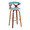 Gardenia bar stool in Chrome Metal, Walnut Wood, Teal Fabric, product view, featuring swivel and upholstered seat