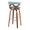 Gardenia bar stool in Chrome Metal, Walnut Wood, Teal Fabric, back and side view, featuring swivel and upholstered seat