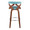 Gardenia bar stool in Chrome Metal, Walnut Wood, Teal Fabric, back view, featuring swivel and upholstered seat