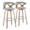 Gardenia 30" Farmhouse Fixed-Height Barstool with Swivel in Whitewashed Wood and Light Grey Fabric with Round Chrome Metal Footrest- Set of 2 — pair view