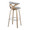 Gardenia 30" Farmhouse Fixed-Height Barstool with Swivel in Whitewashed Wood and Light Grey Fabric with Round Chrome Metal Footrest- Set of 2 — rear three-quarter view