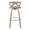 Gardenia 30" Farmhouse Fixed-Height Barstool with Swivel in Whitewashed Wood and Light Grey Fabric with Round Chrome Metal Footrest- Set of 2 — back view