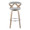 Gardenia 30" Farmhouse Fixed-Height Barstool with Swivel in Whitewashed Wood and Light Grey Fabric with Round Chrome Metal Footrest- Set of 2 — front view