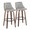 Gianna Mid-Century Modern Fixed-Height Barstool with Swivel in Walnut Wood and Light Grey Faux Leather with Round Black Metal Footrest- Set of 2 — pair view