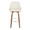 Gianna bar stool in Walnut Wood, Chrome Metal, Cream PU, front view, featuring swivel and metal footrest