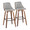 Gianna Mid-Century Modern Fixed-Height Barstool with Swivel in Walnut Wood and Light Grey Faux Leather with Square Black Metal Footrest- Set of 2 — pair view