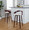 Grotto bar stool in Mahogany Wood, Chrome Metal, White PU, featuring swivel and upholstered seat