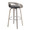 Grotto 30" Contemporary Fixed-Height Barstool with Swivel in Light Grey Wood and Black Faux Leather with Round Chrome Metal Footrest- Set of 2 — rear three-quarter view