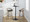 Grotto 30" Contemporary Fixed-Height Barstool with Swivel in Light Grey Wood and Black Faux Leather with Round Black Metal Footrest- Set of 2 — lifestyle photo 4