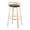 Grotto 30" Contemporary Fixed-Height Barstool with Swivel in Natural Wood and Brown Faux Leather with Round Chrome Metal Footrest- Set of 2 — rear three-quarter view