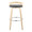 Grotto 30" Contemporary Fixed-Height Barstool with Swivel in Natural Wood and Grey Faux Leather with Round Chrome Metal Footrestby LumiSource - Set of 2 — back view