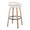 Grotto Upholstered 30" Contemporary Fixed-Height Barstool with Swivel in Whitewashed Wood and White Faux Leather with Round Black Metal Footrest- Set of 2 — rear three-quarter view