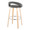 Grotto bar stool in Natural Wood, Grey PU, Chrome Metal, back and side view, featuring swivel and wood frame
