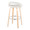Grotto Upholstered 30" Contemporary Fixed-Height Barstool with Swivel in Natural Wood and White Faux Leather with Round Chrome Metal Footrest- Set of 2 — rear three-quarter view