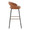 Grotto Upholstered 30" Contemporary Fixed-Height Barstool with Swivel in Black Metal and Camel Faux Leather with Square Gold Metal Footrest- Set of 2 — side view