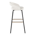 Grotto bar stool in Black Metal, White PU, Gold Metal, side view, featuring swivel and metal footrest