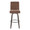 Hank 30" Contemporary Fixed-Height Barstool with Swivel in Walnut Glazed Wood and Brown Fabric with Round Black Metal Footrest- Set of 2 — front view