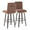Hank 30" Contemporary Fixed-Height Barstool with Swivel in Walnut Glazed Wood and Brown Fabric with Round Black Metal Footrest- Set of 2 — pair view (photo 2)