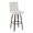 Hank 30" Contemporary Fixed-Height Barstool with Swivel in Walnut Glazed Wood and Light Grey Fabric with Round Black Metal Footrest- Set of 2 — product view