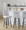 Hank 30" Contemporary Fixed-Height Barstool with Swivel in Walnut Glazed Wood and Light Grey Fabric with Round Black Metal Footrest- Set of 2 — lifestyle photo 1