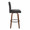 Hank 30" Contemporary Fixed-Height Barstool with Swivel in Walnut Wood and Black Fabric with Round Black Metal Footrest- Set of 2 — side view