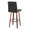 Hank 30" Contemporary Fixed-Height Barstool with Swivel in Walnut Wood and Black Fabric with Round Black Metal Footrest- Set of 2 — rear three-quarter view