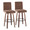 Hank 30" Contemporary Fixed-Height Barstool with Swivel in Walnut Wood and Brown Fabric with Round Black Metal Footrest- Set of 2 — pair view (photo 1)