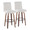 Hank 30" Contemporary Fixed-Height Barstool with Swivel in Walnut Wood and Light Grey Fabric with Round Black Metal Footrest- Set of 2 — pair view (photo 1)