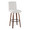 Hank 30" Contemporary Fixed-Height Barstool with Swivel in Walnut Wood and Light Grey Fabric with Round Black Metal Footrest- Set of 2 — product view
