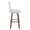 Hank 30" Contemporary Fixed-Height Barstool with Swivel in Walnut Wood and Light Grey Fabric with Round Black Metal Footrest- Set of 2 — side view