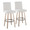 Hank 30" Contemporary Fixed-Height Barstool with Swivel in Whitewashed Wood and Light Grey Fabric with Round Black Metal Footrest- Set of 2 — pair view (photo 1)
