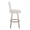 Hank 30" Contemporary Fixed-Height Barstool with Swivel in Whitewashed Wood and Light Grey Fabric with Round Black Metal Footrest- Set of 2 — side view