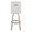 Hank 30" Contemporary Fixed-Height Barstool with Swivel in Whitewashed Wood and Light Grey Fabric with Round Black Metal Footrest- Set of 2 — back view