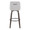 Hannah bar stool in Walnut Glazed Wood, Grey Fabric, Black Metal, back view, featuring swivel and wood frame
