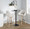 Hannah bar stool in Whitewashed Wood, Cream Fabric, Black Metal, featuring swivel and upholstered seat